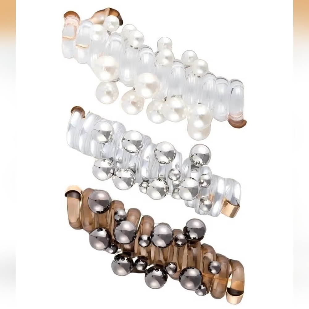 Spiral Hair Ties With Pearls